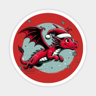 Flying Dragon in a Santa Hat Magnet